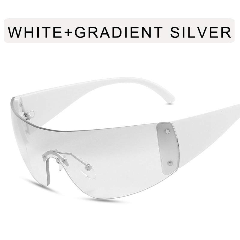 Wholesale Frameless One-Piece Sports Cut Edge PC Women's Sunglasses